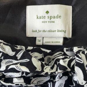 Kate Spade sleeveless lined dress black and white bird print Size 14
